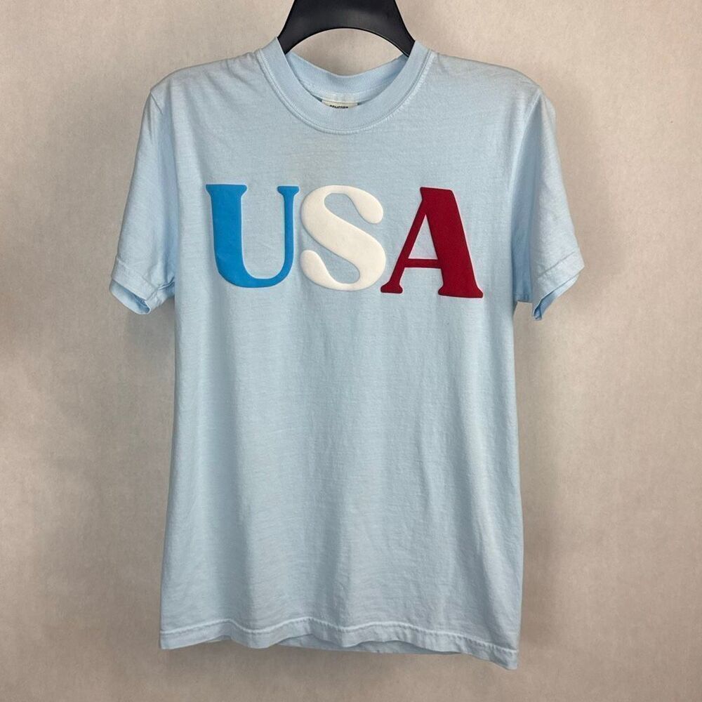 NEW Comfort Colors USA Tshirt Sz Small Lt Blue Short Sleeve Patriotic America